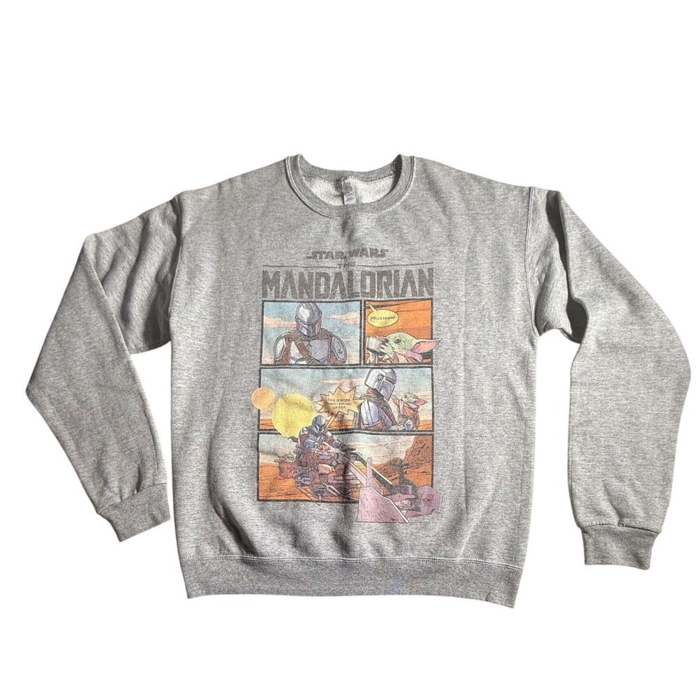 Star Wars The Mandalorian Graphic Sweatshirt Gray Jerzees‎ Grogu Mens M-984